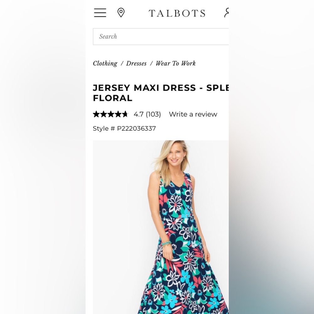 Talbots 2X Jersey Maxi Dress -
Splendid Floral - Picture 2 of 8